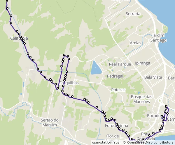 Mapa do itinerário da linha