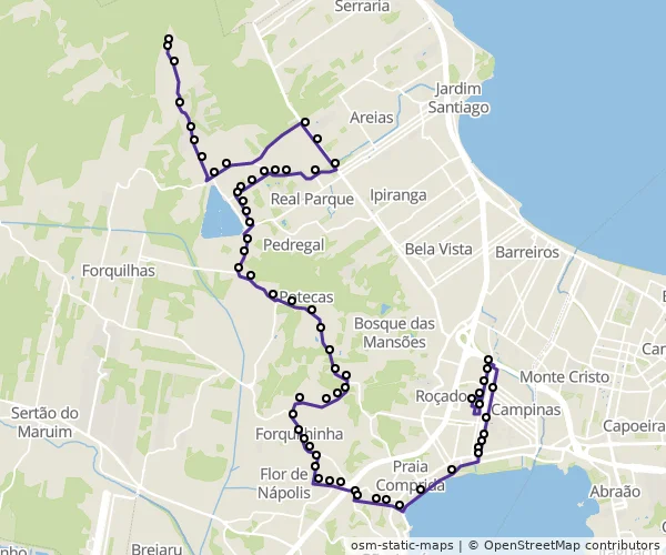 Mapa do itinerário da linha