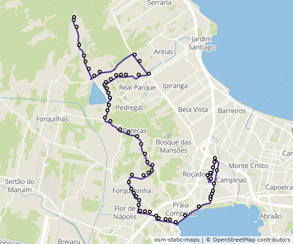 Mapa do itinerário da linha