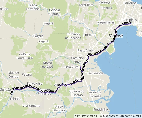 Mapa do itinerário da linha