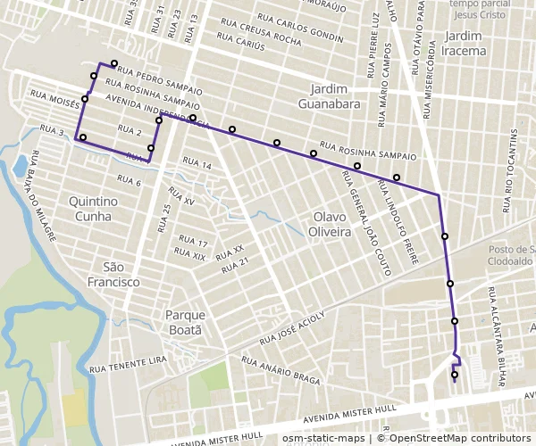 Mapa do itinerário da linha