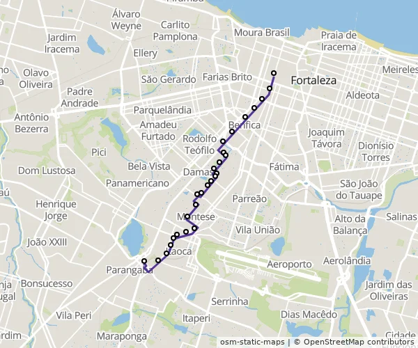 Mapa do itinerário da linha