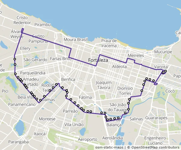 Mapa do itinerário da linha