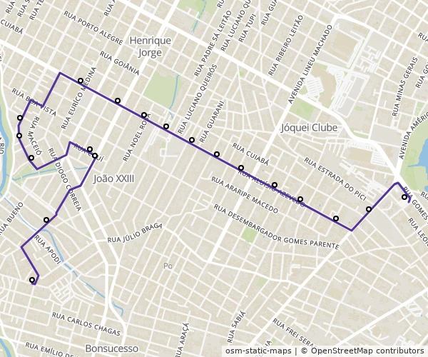 Mapa do itinerário da linha