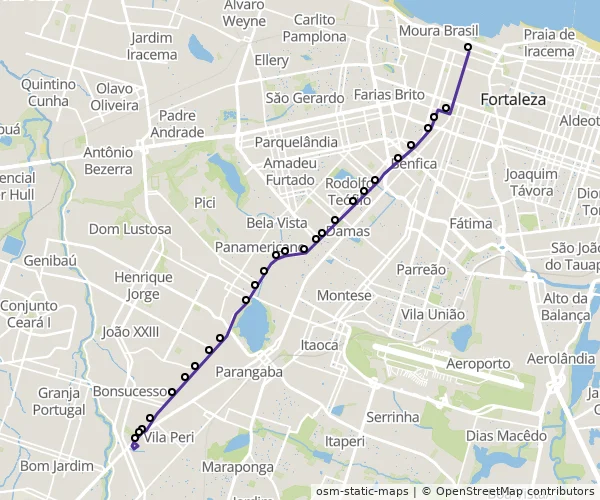 Mapa do itinerário da linha