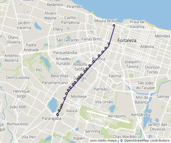 Mapa do itinerário da linha