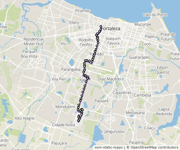 Mapa do itinerário da linha