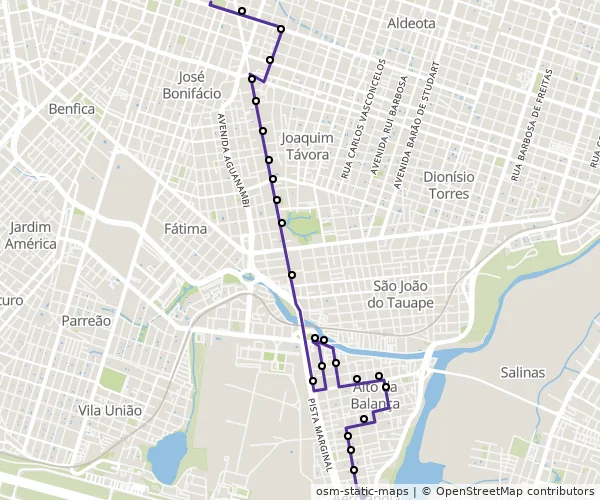 Mapa do itinerário da linha