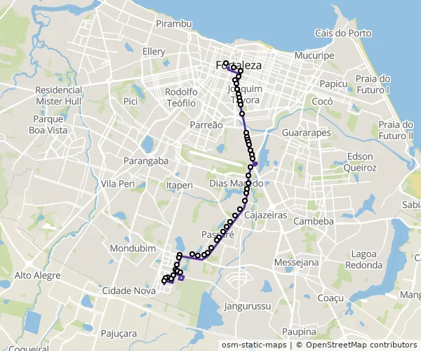 Mapa do itinerário da linha