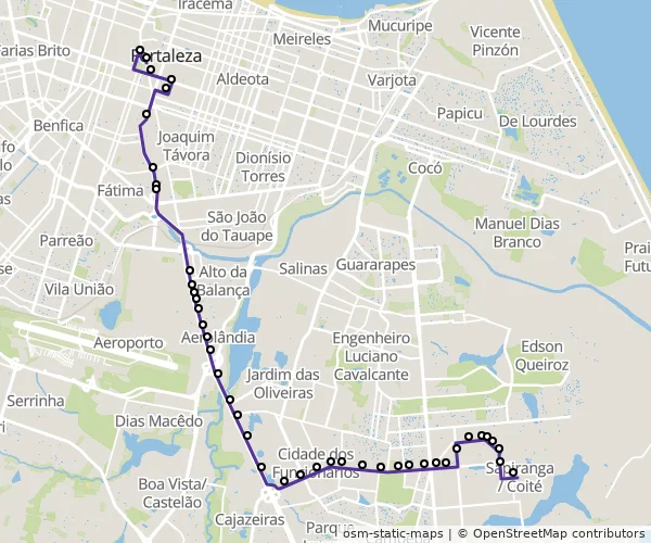 Mapa do itinerário da linha