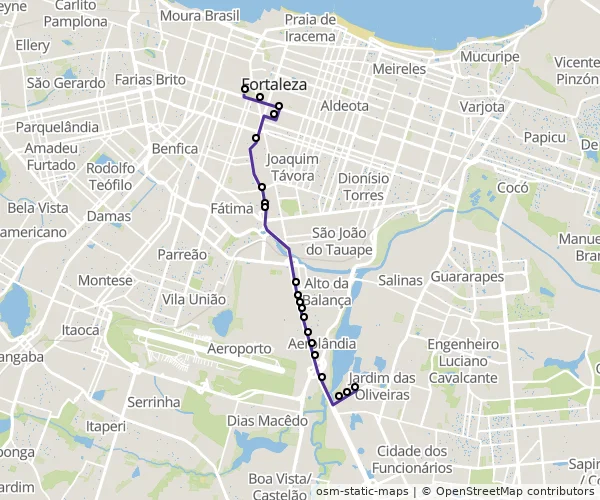 Mapa do itinerário da linha