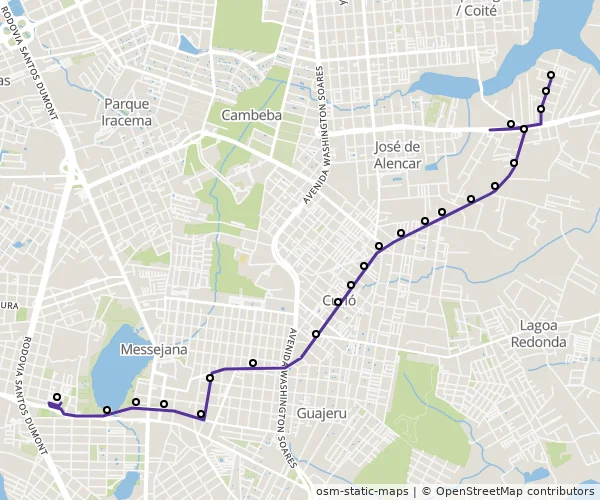 Mapa do itinerário da linha