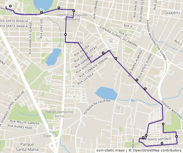 Mapa do itinerário da linha