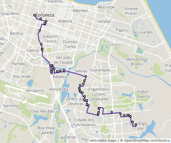 Mapa do itinerário da linha