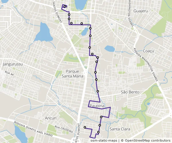 Mapa do itinerário da linha
