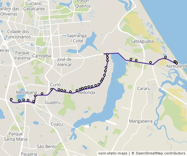 Mapa do itinerário da linha