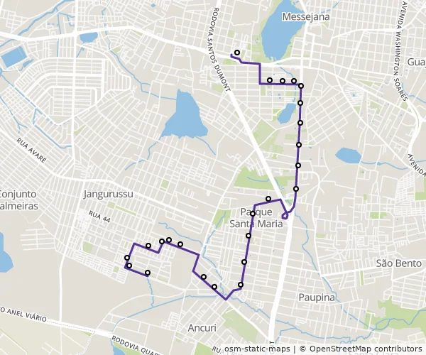 Mapa do itinerário da linha