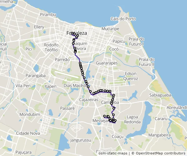 Mapa do itinerário da linha