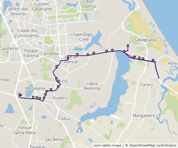 Mapa do itinerário da linha