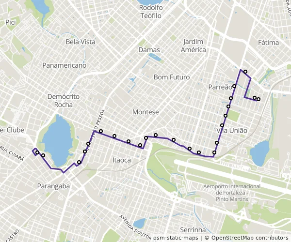 Mapa do itinerário da linha