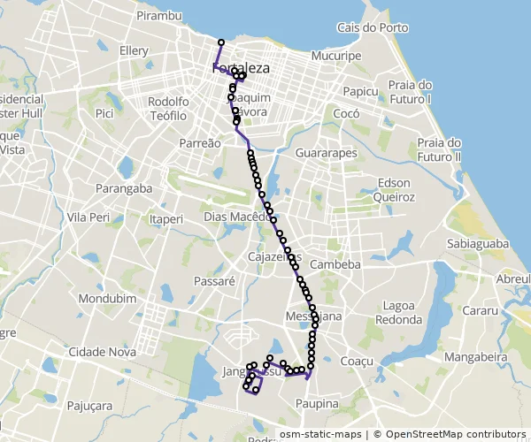 Mapa do itinerário da linha
