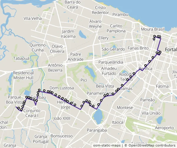 Mapa do itinerário da linha