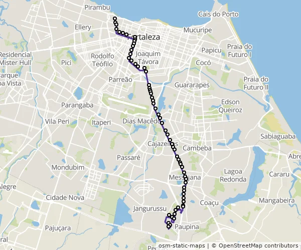 Mapa do itinerário da linha