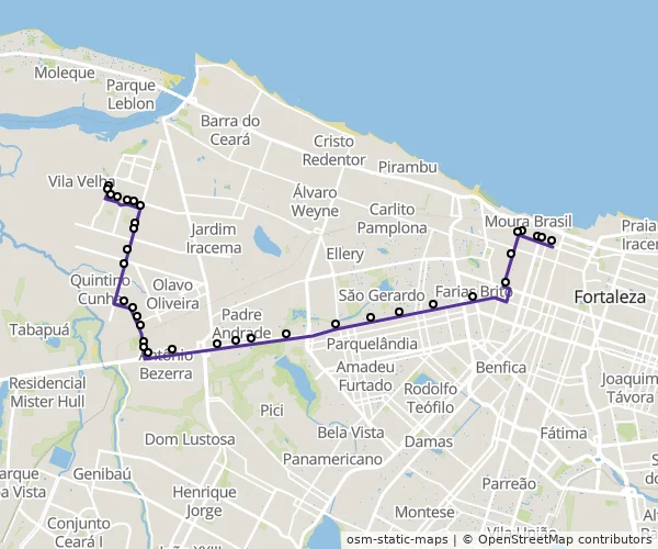 Mapa do itinerário da linha