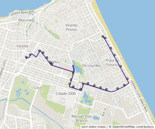 Mapa do itinerário da linha