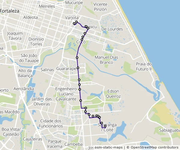 Mapa do itinerário da linha