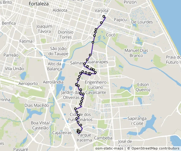Mapa do itinerário da linha