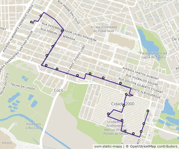 Mapa do itinerário da linha