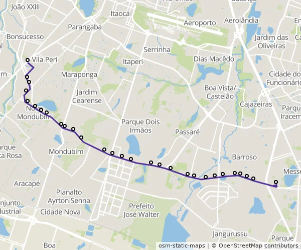 Mapa do itinerário da linha