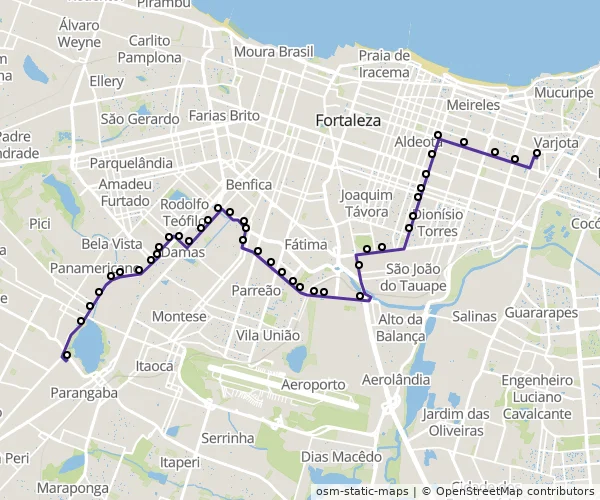 Mapa do itinerário da linha
