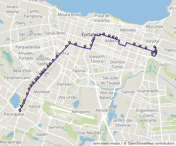 Mapa do itinerário da linha