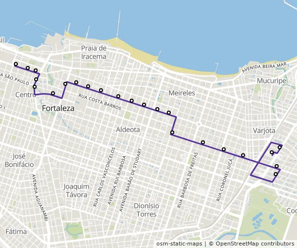 Mapa do itinerário da linha
