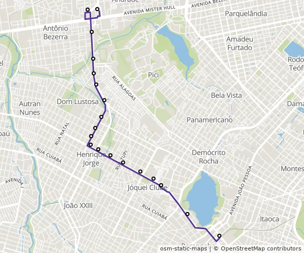 Mapa do itinerário da linha