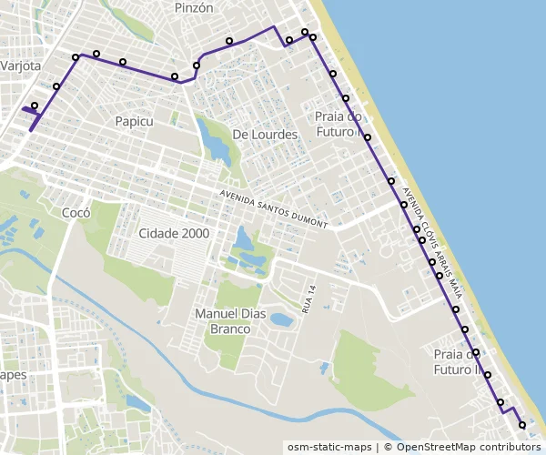 Mapa do itinerário da linha