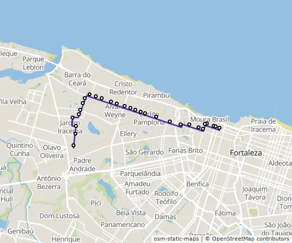 Mapa do itinerário da linha