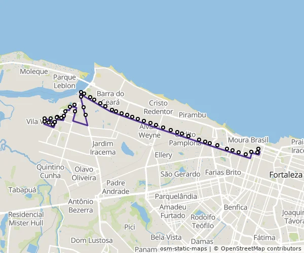 Mapa do itinerário da linha