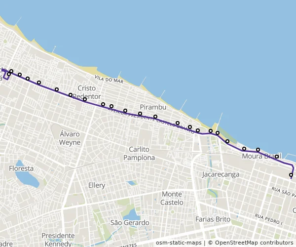 Mapa do itinerário da linha