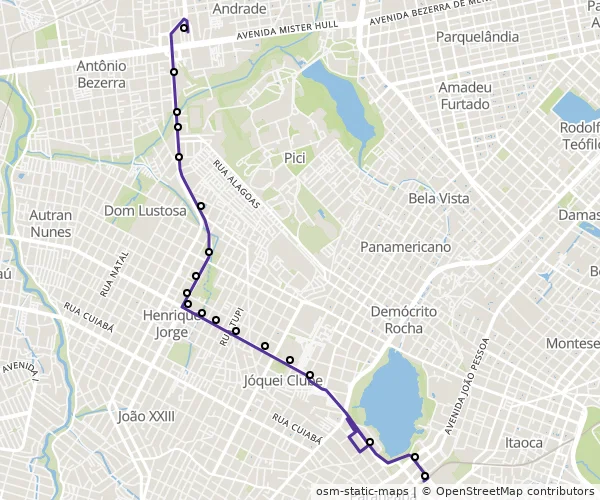 Mapa do itinerário da linha