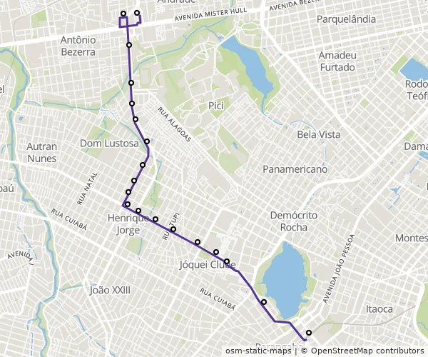 Mapa do itinerário da linha
