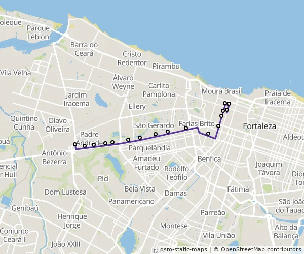 Mapa do itinerário da linha