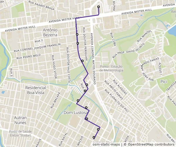 Mapa do itinerário da linha
