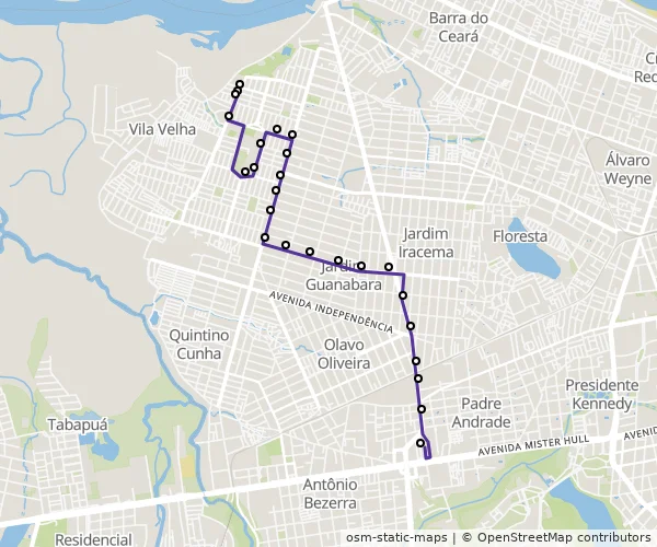 Mapa do itinerário da linha