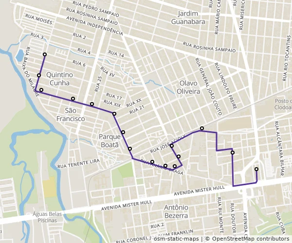 Mapa do itinerário da linha