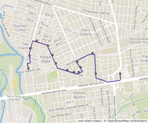 Mapa do itinerário da linha