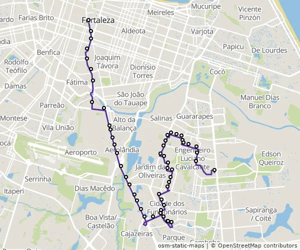 Mapa do itinerário da linha