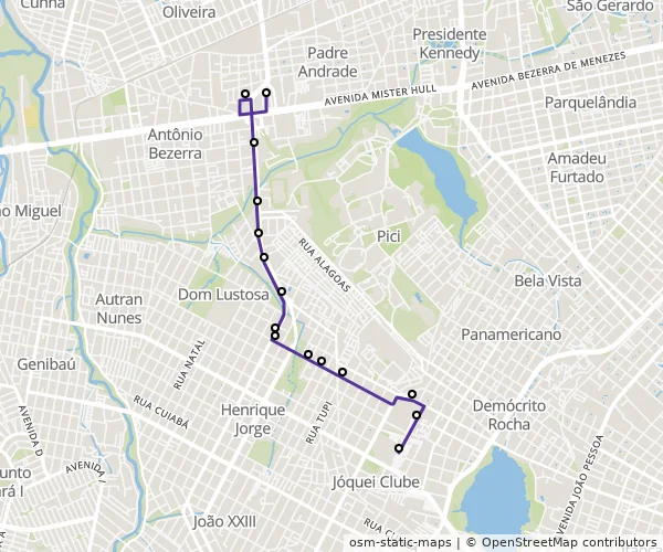Mapa do itinerário da linha